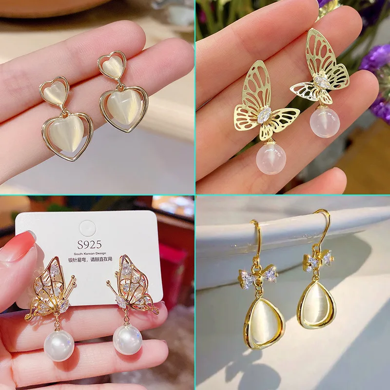 

Korean Fashion Earings Fashion Jewelry 2021 Boho S925 Silver Needle Korean Temperament New Opal Earrings Fashion New Earrings