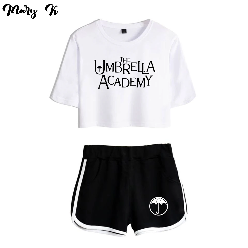 

Personality The Umbrella Academy Girl's Sets Women Two Piece Set Shorts+lovely T-shirt Harajuku T-shirt Fashion Girl's Sets