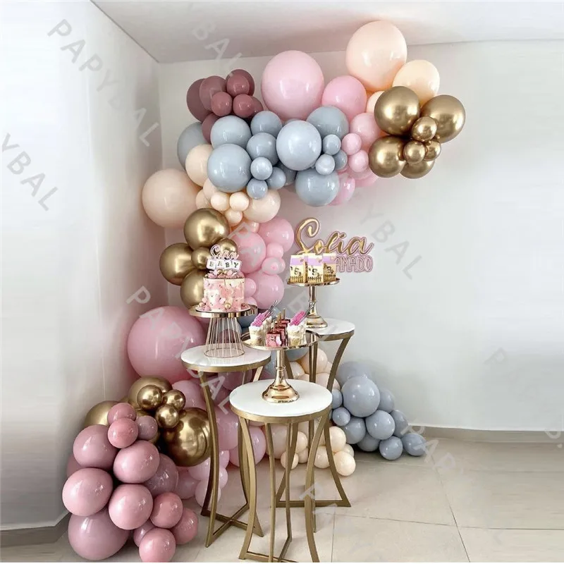 

165Pcs Macaron Blue Pink Wedding Arch Garland Kit Retro Pink Gold Latex Balloons Set Birthday Baby Shower Backdrop Decoration
