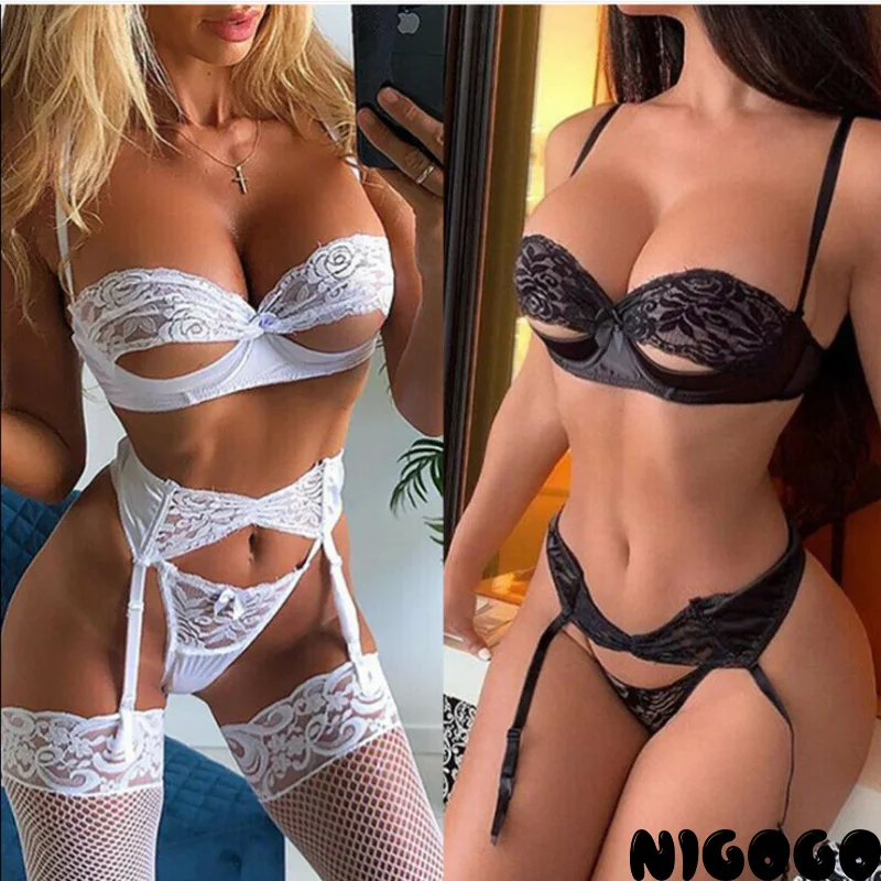 

Сексуальное нижнее белье Nigogo, пижамы, женские трусики, бюстгальтер, кружевной комплект бикини с разрезом, товары для взрослых, пары, флирт и ...