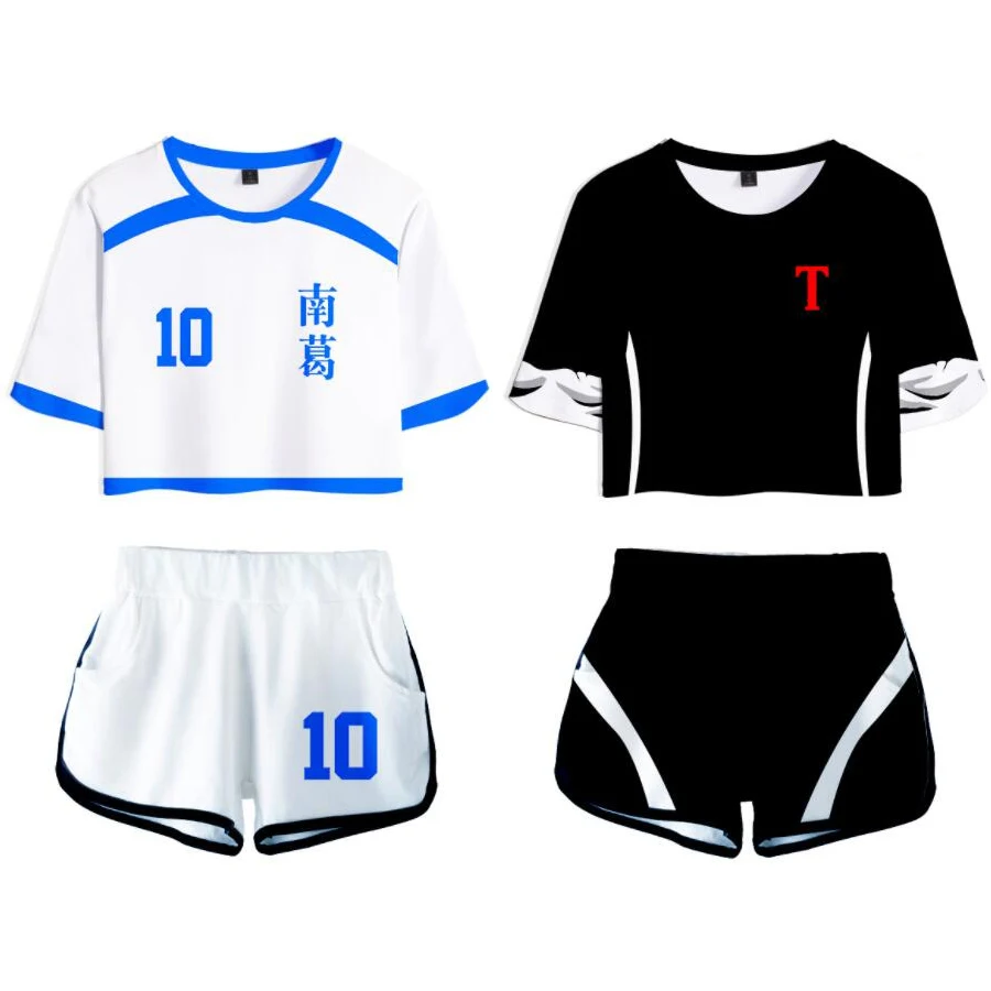 

Anime Captain Tsubasa 3D Print Tracksuit Women Two Piece Set Top and Shorts Outfits Ozora Tsubasa Kojiro Hyuga Cosplay Costumes