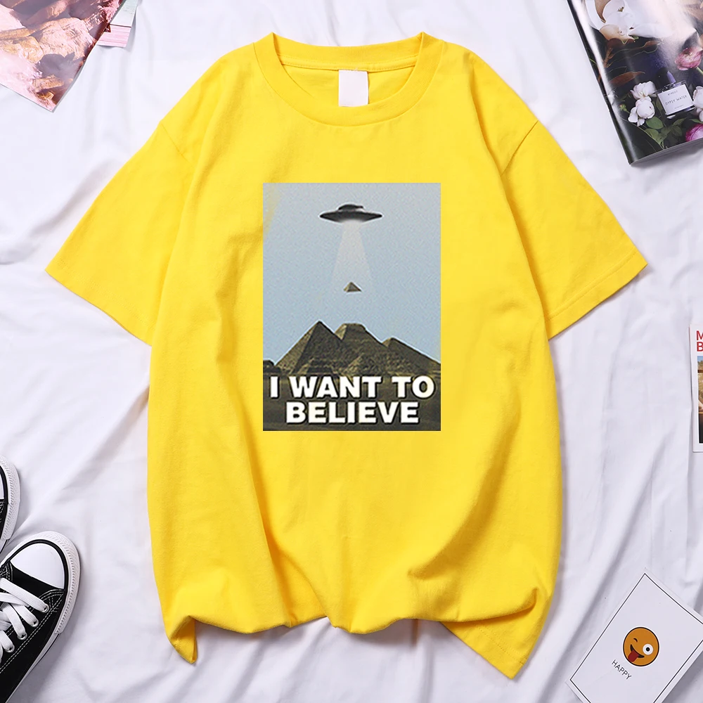 

I Want To Believe Graphic Printed Woman T Shirt 2021 Summer Tee Shirt Harajuku Brand T Shirts Hip Hop Loose Women New T-Shirts