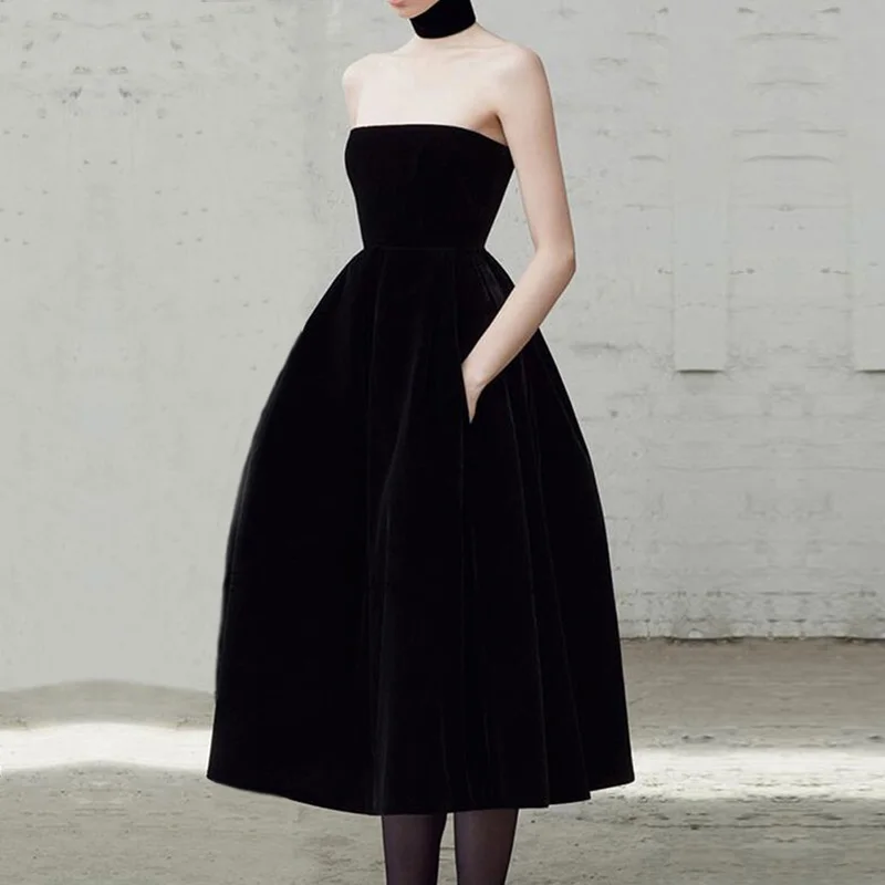 NBS036 вечернее платье без бретелек короткое красивое бархатное праздничное