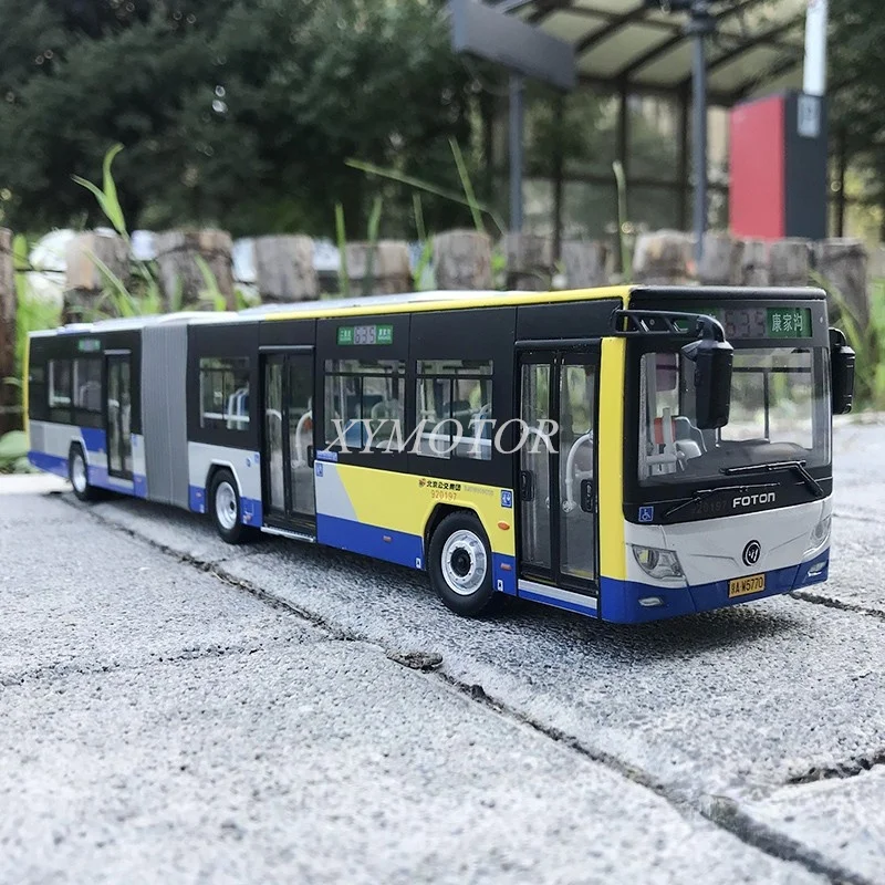 

1/43 Foton Articulated Bus No.635 Huge Dragon BJ6160C6CCD Diecast Model Bus Car Yellow Blue Kids Boys Girls Gifts Display