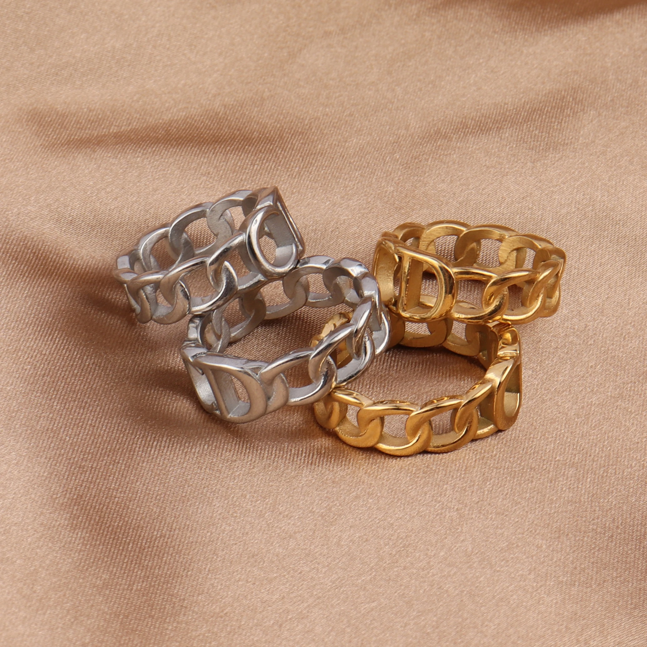 

Hiphop/Rock Geometry Circular Punk Stainless Steel Rings Index Finger Accessories Buckle Joint Tail Ring for Women Jewelry