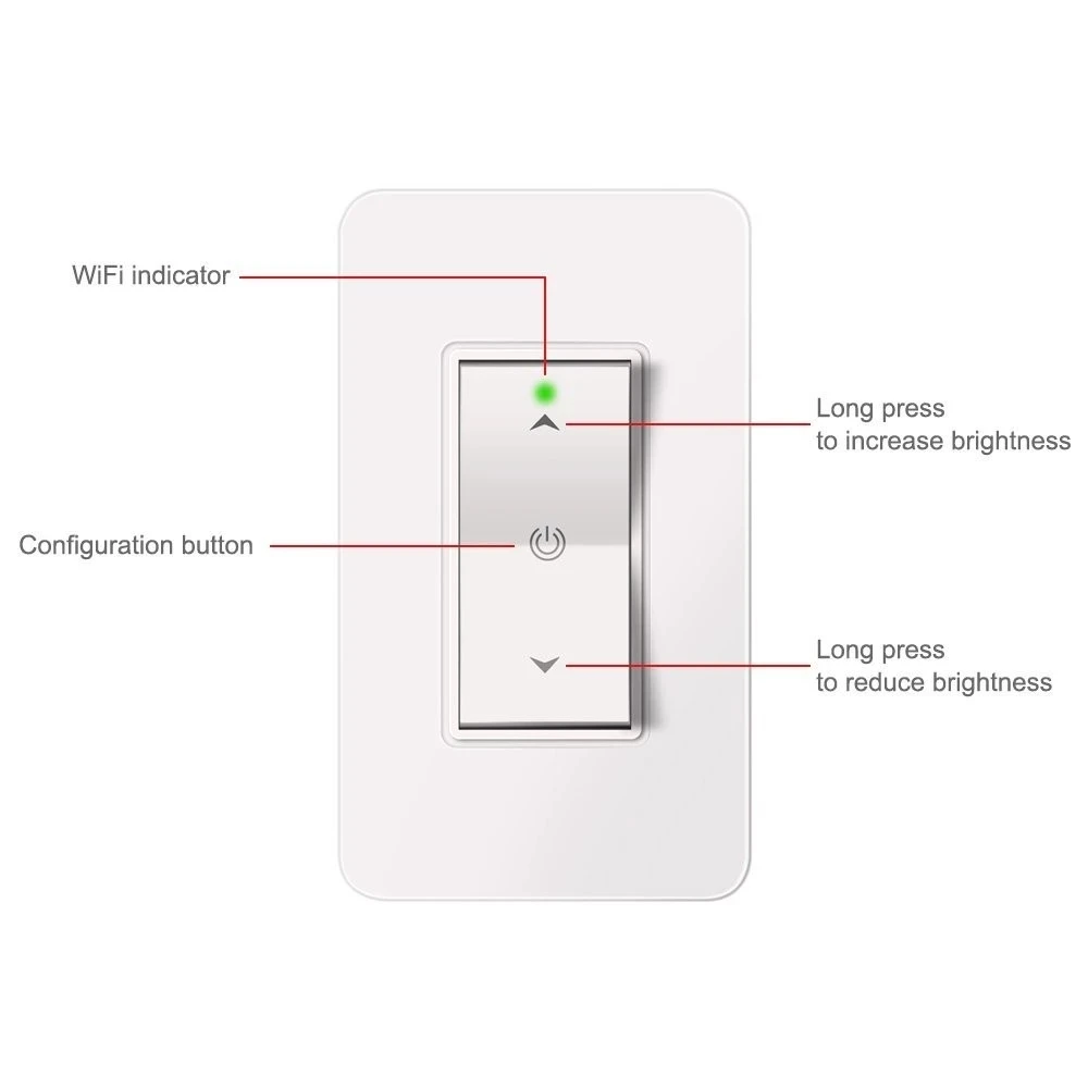 Умный настенный Wifi выключатель света диммер стандарт США работает с Alexa Google Home