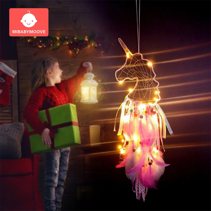 Сделай сам Ловец снов светодиодный с перьями украшение для детской комнаты