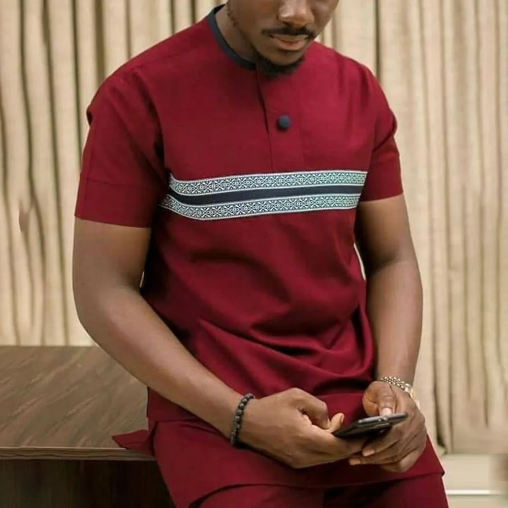 2019 летняя футболка с коротким рукавом цветными блоками Мужская модная офисная