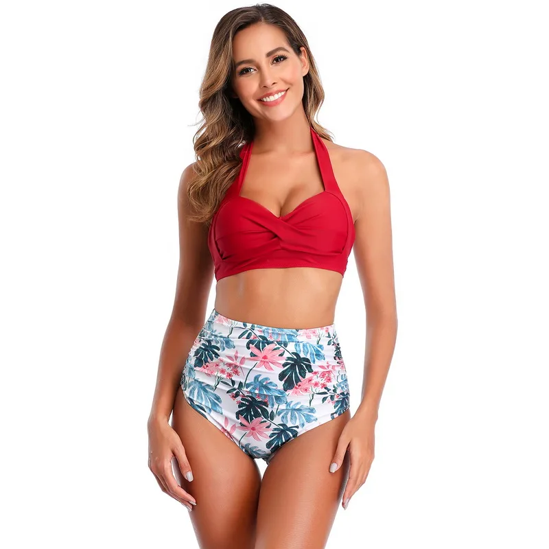 

High Waist Bikini Push Up Tankini Swimsuits Women 2021 Summer Plus Size Swimwear Separate Sexy Bikini Beach Bathing Suit Women