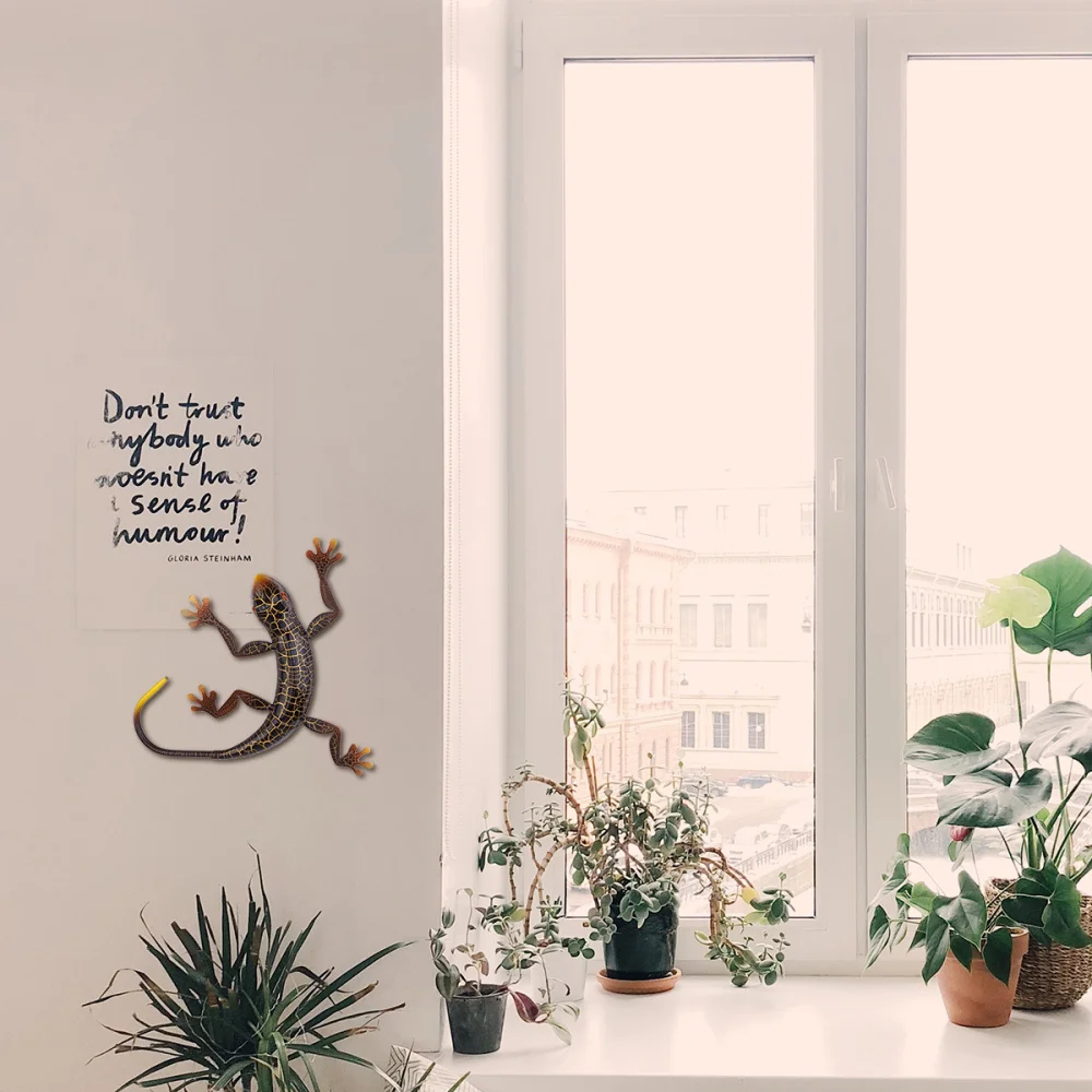 

1Pc Metal Gecko 3D Wall Art Sculpture Decor Indoor Outdoor Hanging Ornament