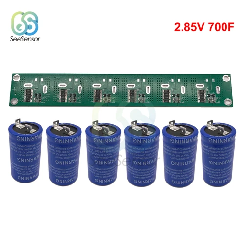 6 шт./компл. сверх яркий конденсатор 2,7 V 360F 400F 500F 2,85 V 700F супер конденсаторы с защитной платой для автомобиля авто блок питания - Цвет: 2.85V 700F