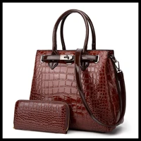womens bag handbag designer luxury 2021 new pu leather crocodile pattern shoulder bag 2pcs crossbody clucth ladies wallet