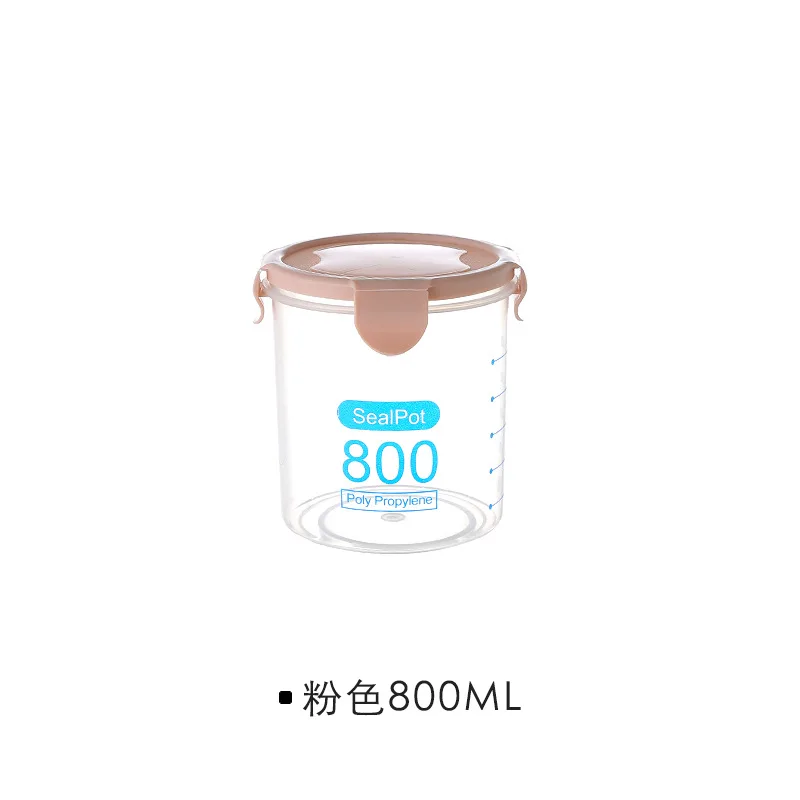 800ml Pink 600 мл/800 мл/1000 мл/1500 мл свежий горшок для хранения кухни пластиковая закрывающаяся коробка контейнер для сохранения пищи Твердые крупы банка для зерна - Цвет: 800ml Pink