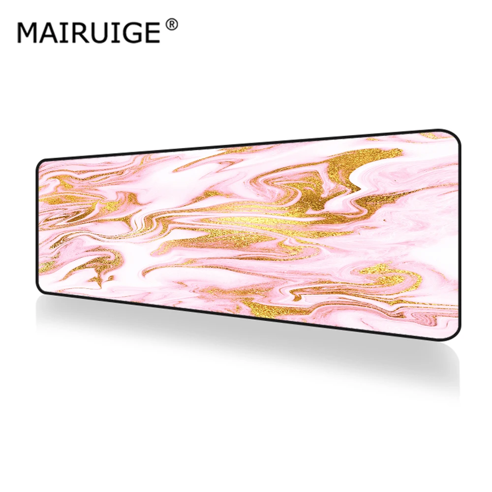 

Marble Sparkling Gold And Pink Mouse Pad Gamer Geometric Lines Large Desk Pad Computer Pc Mouse Pad Gaming MousePad 900x400mm