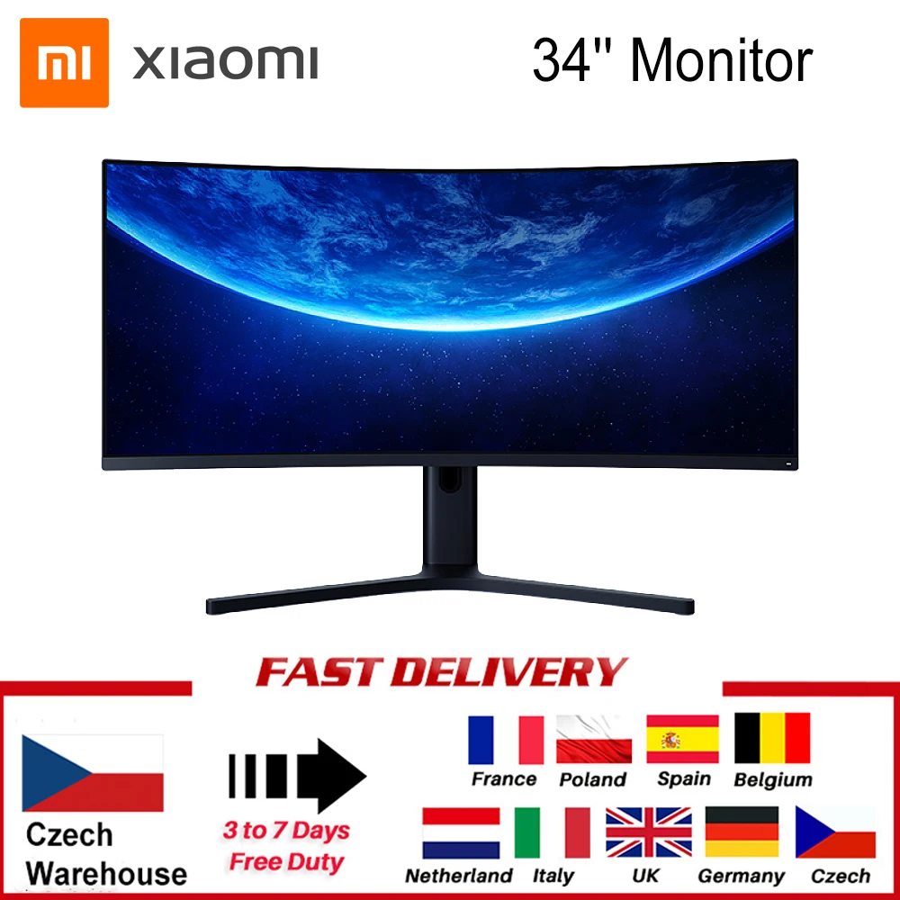 Монитор игровой Xiaomi Monitor 34 '' изогнутый экран WQHD с изогнутой поверхностью