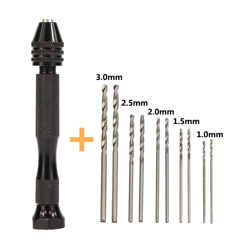 11pcs 1.0-3.0mm 11 шт. Мини Микро алюминиевая ручная дрель с быстрозажимным патроном HSS спиральное сверло деревообрабатывающие сверлильные вращающиеся инструменты ручная дрель - Цвет: 11pcs 1.0-3.0mm