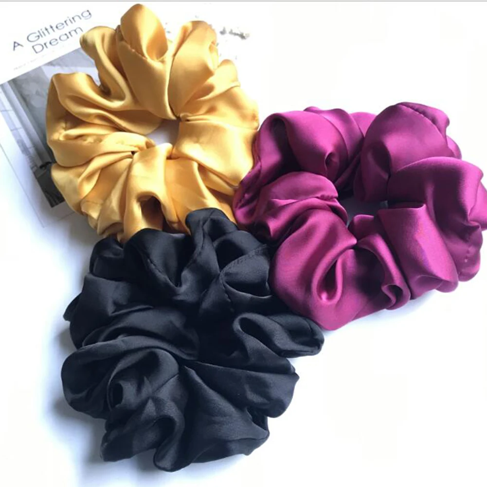 

1Pcs Woman Fashion Scrunchies Satin Hair Ties Girls Ponytail Holders Rubber Band Elastic Hairband Accessories Super Large Size
