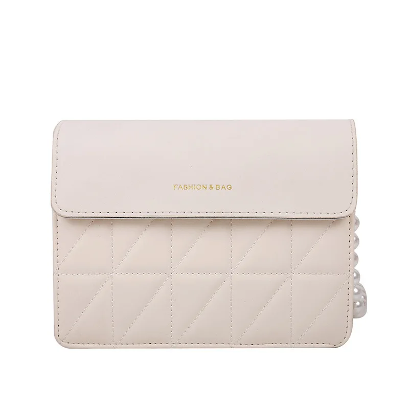 

Retro Simple Pearl Crossbody Small Square Bag 2021 New able Stylish Solid Color Stitching Shoulder Bag