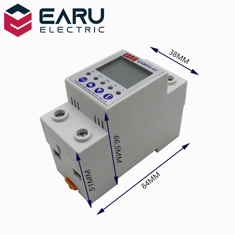 63A 230V дисплей регулируемый ток защита от утечки земли под напряжением протектор