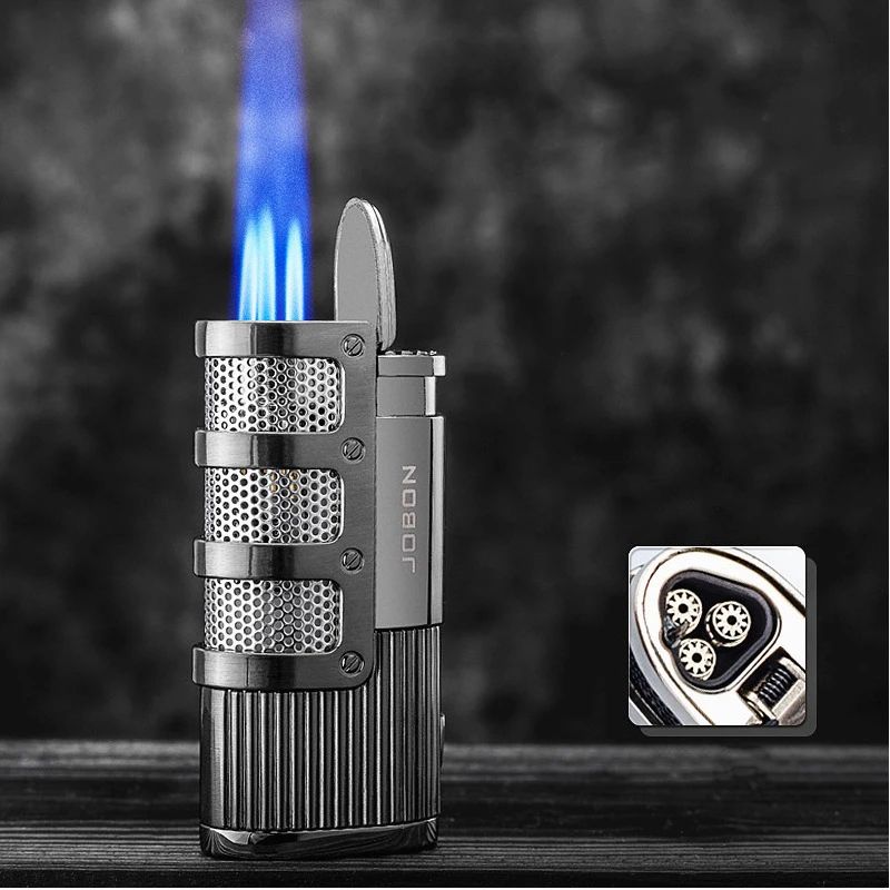 Новинка Jobon ветрозащитная металлическая Тройная Зажигалка фонарь Jet Turbo
