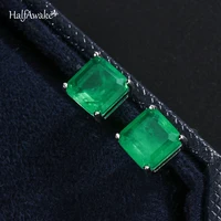 77mm square emerald 925 sterling silver needle retro classic piercing ear womens stud earrings wedding party jewelry gift