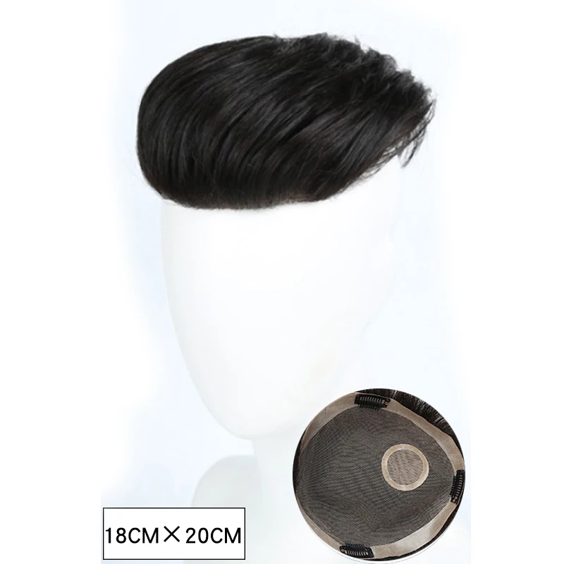 Top Piece Closure Toupee Straight Synthetic Protein silk Hair Hand-made Natural Black Topper Hairpiece | Шиньоны и парики