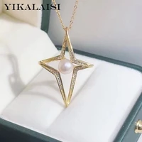 yikalaisi 925 sterling silver necklaces jewelry for women 7 8mm round natural freshwater pearl pendants 2021 wholesales