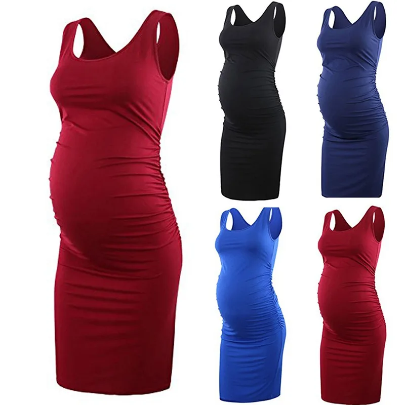 

Women's Side Ruched Maternity Clothes Bodycon Dress Mama Casual Short Sleeve Wrap Dresses Womens Clothing Plus Size