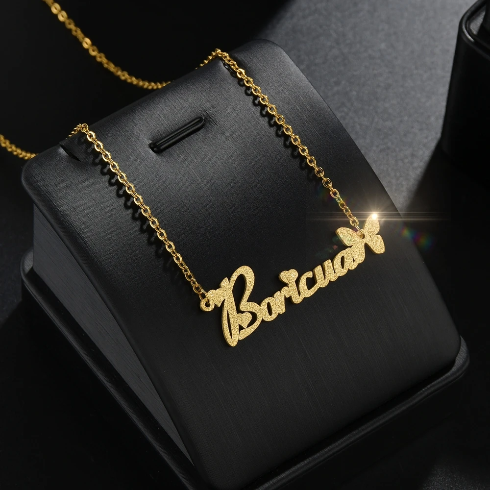 Персонализированные ожерелья Raexrage с именем короны пары подвески бабочки из