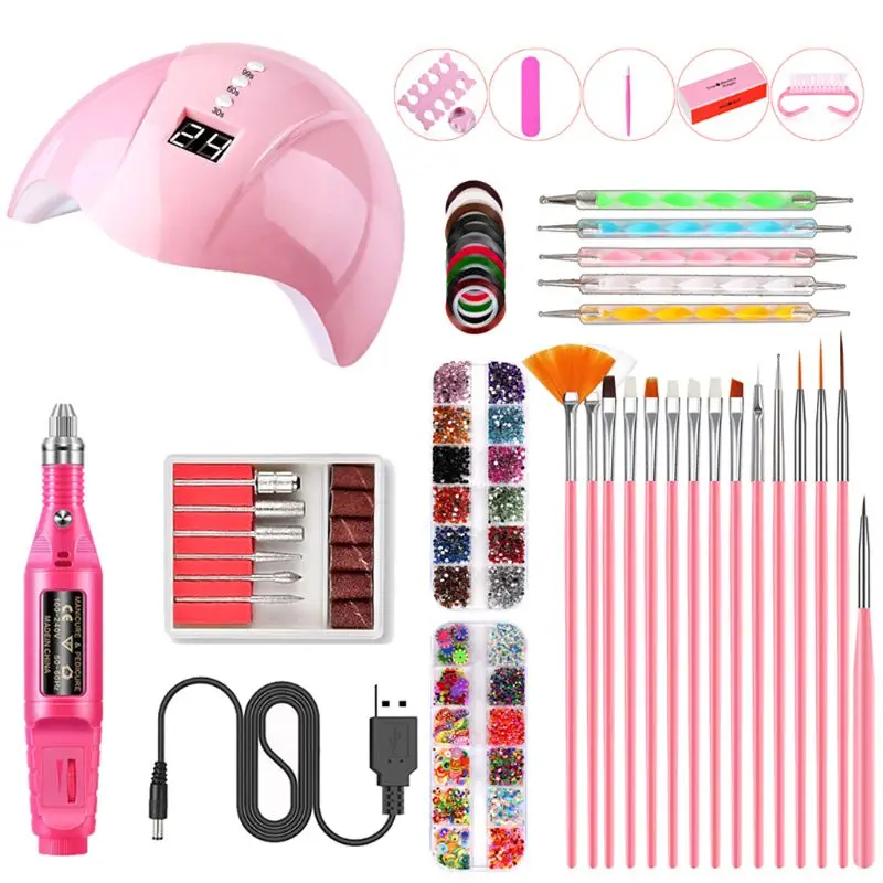

1Set Portable 3 Gears Timing UV LED Lamp Nail Dryer Kit Manicure Nail Art Tools for Professional Home Use K3NE