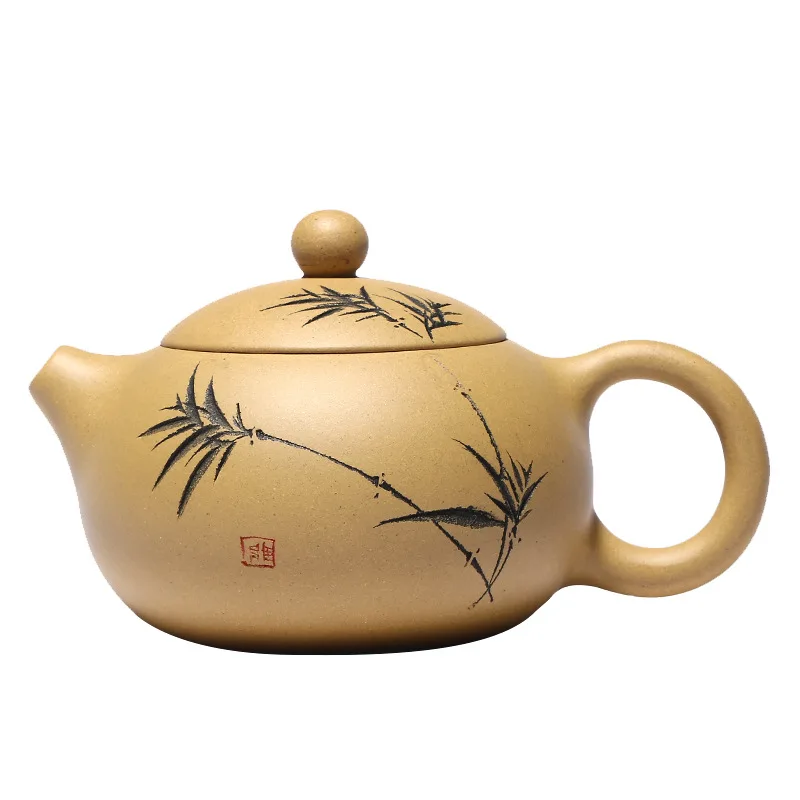 

Duan Ni Carved And Painted Qing Rhyme Xishi Kettle Zisha Teapot Yixing Handmade Pot Kung-fu Teaware Purple Clay Drinkware