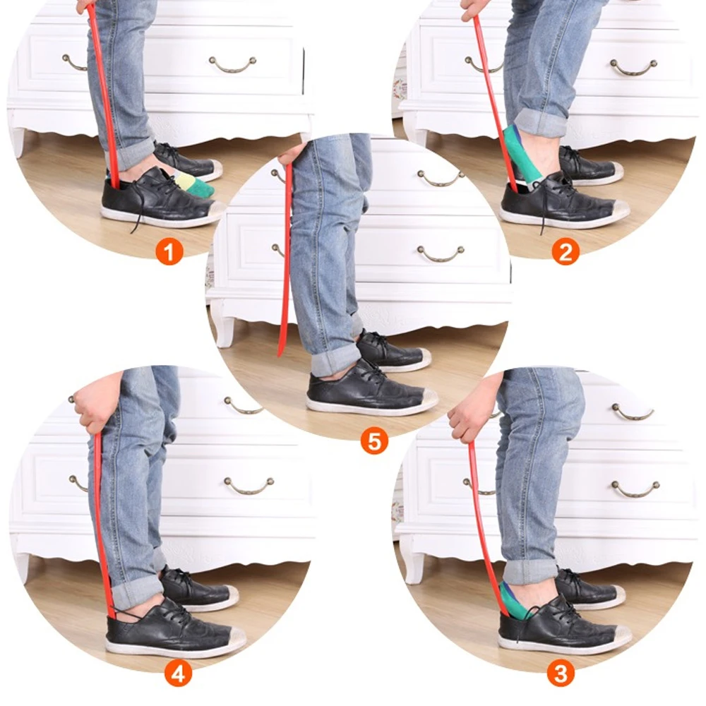 Plastic Extra Long Shoehorn Lazy Shoe Helper Handle Shoes Lifter Pull Slip Random Color | Дом и сад