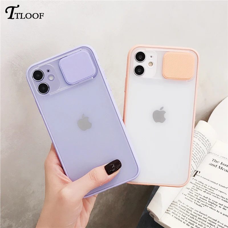 Slide Camera Lens Protection Silicone Phone case For iPhone 11 Pro Max X XR XS MAX 6 6S 7 8 Plus Soft TPU Candy Color Case | Мобильные