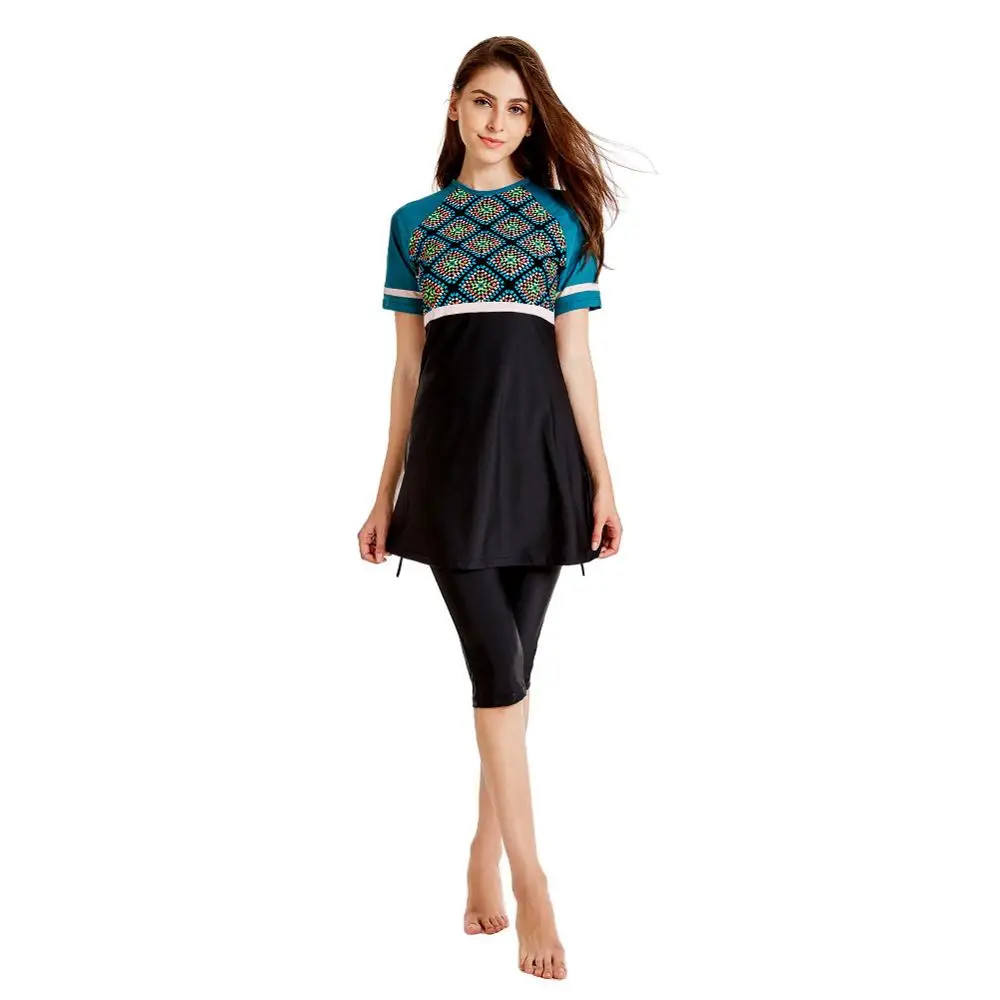 

New Islamic Swimwear For Women Plus Size Modest Hijab Musulman Swimsuit Push Up Short Sleeve Burkinis Muslim Swimwear