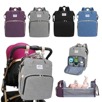 multi function diaper backpack foldable oxford cloth stroller nappy maternity bag large capacity outdoor bed mommy crib pack