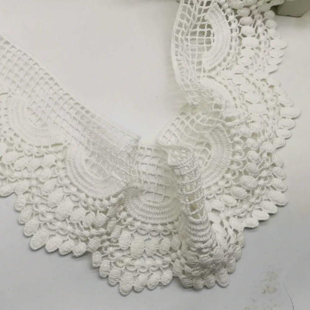 Water Soluble Lace Cotton Embroidery Applique Trim White and black Eyelet 8.5 cm | Дом и сад