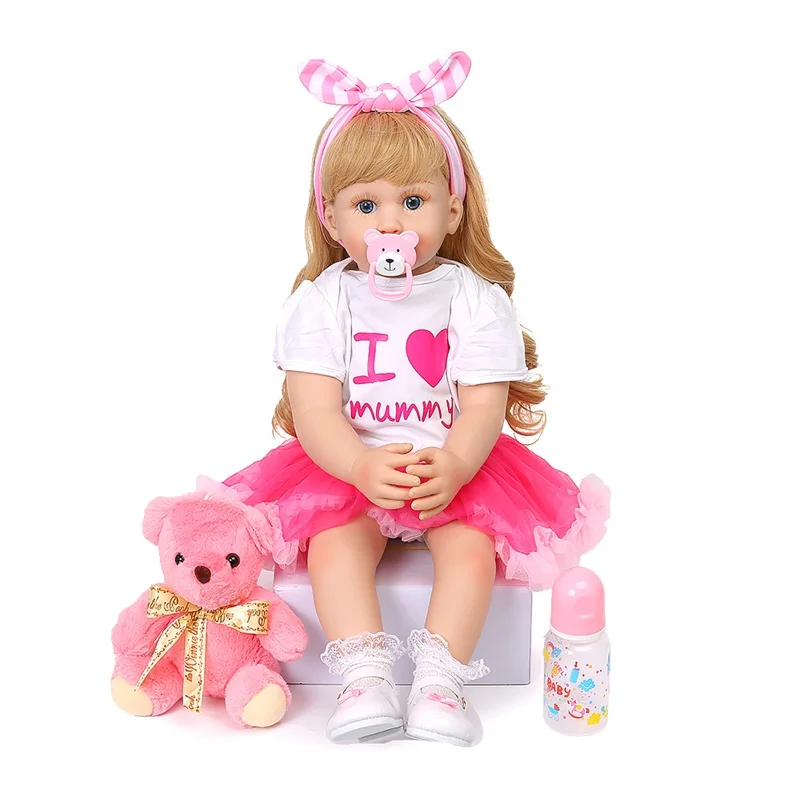 Элегантные куклы Новорожденные 58 см мягкие виниловые модные розовые тканевые