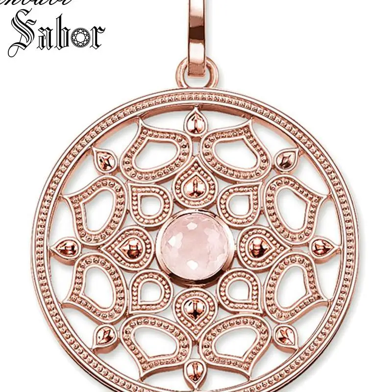 Подвеска с розовым цветком лотоса маленькая золотом для женщин Серебряный цвет