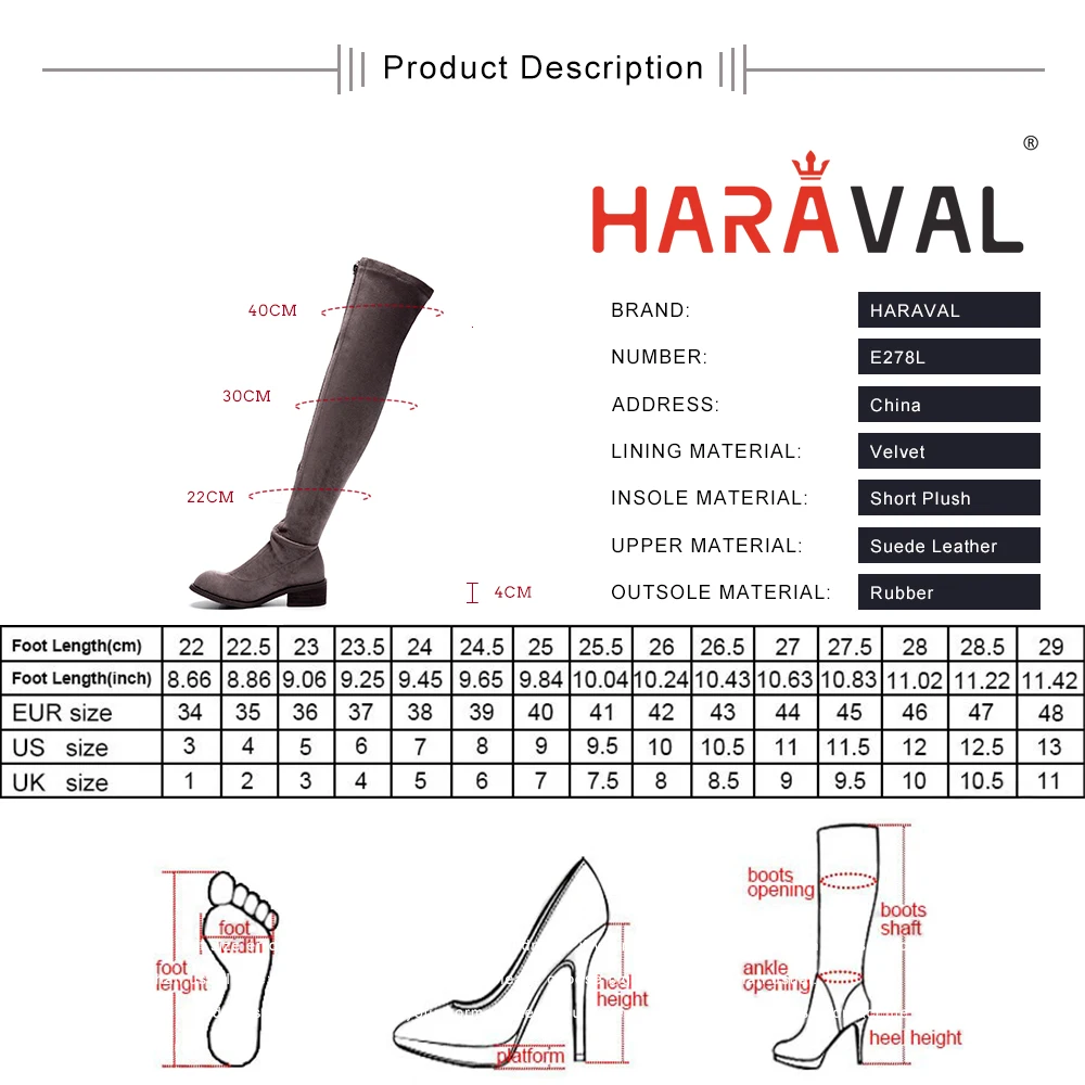 

HARAVAL Over-the-Knee Boots Shoes Women Kid Suede Genuine Leather Fashion Boot Shoe Female Basic High Sexy Fashion FootwearE278L
