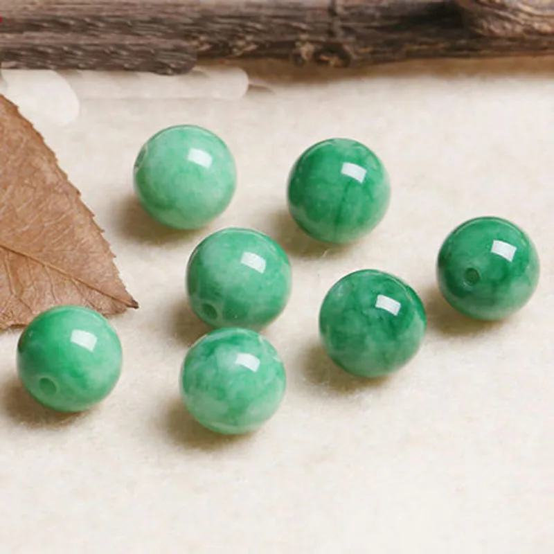 4A Natural Green White Chalcedony Quartz Crystal Single Bead DIY Beads for Jewelry Making