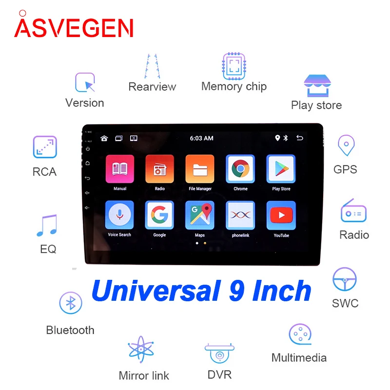 9‘' 10nch Android 10 Universal Car Multimedia Player RAM 1G + ROM16G Navigazione GPS BT FM USB Wifi Auto Stereo