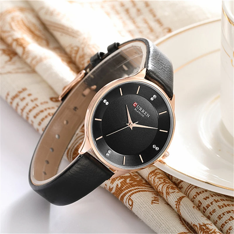 

CURREN Brand Diamond Women's Watch Simple Slim Quartz Leather Wristwatch For Women Fashion Dress Ladies Clock Montre femme