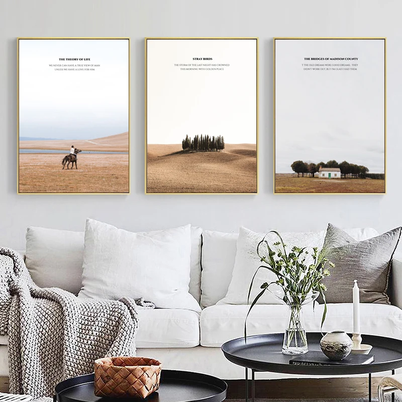 

Canvas Painting Nordic Landscape Pictures Prints Poster for Living Room Bedroom Modern Yellow Desert Wall Art Home Decoration