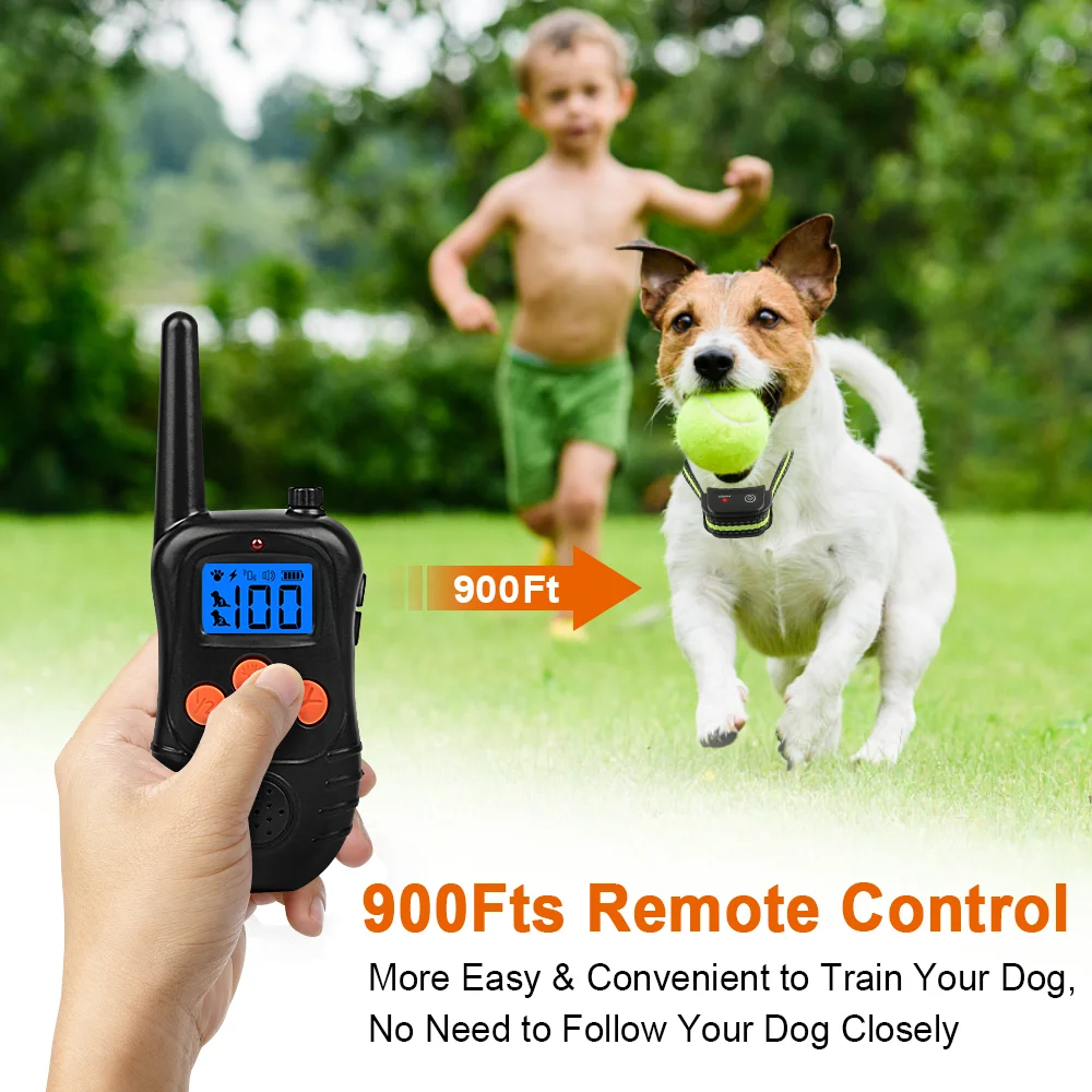 

Dog Training Collars 300M Remote Electronic shock With LCD Screen Display Rechargeable 100 Levels Pet Dog Collars accessories