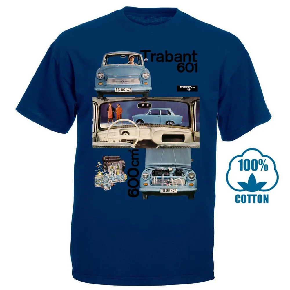 Тёмно-синий Модная мужская Футболка Maglia Germania Est Comunismo Trabant Auto vintage Ddr s m l Xl Повседневная футболка - Цвет: Тёмно-синий