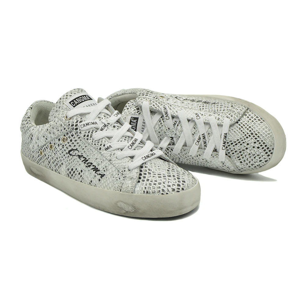 

CANGMA Italian Designer Sneaker Brand Silver Snake Grain Men Breathable Adult Casual Shoe Male Sneakers Man 2021