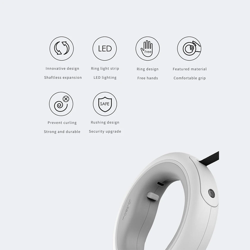 Xiaomi Moestar 2,6 м выдвижной поводковое кольцо для собак светодиодное освещение гибкий ошейник для собаки щенок ПЭТ Тяговый канат ремень умный пульт дистанционного управления
