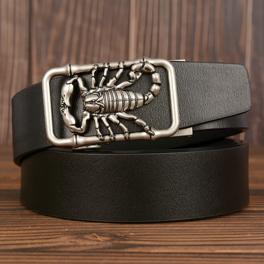 Мужские ремни с автоматической пряжкой в стиле скорпиона повседневные из