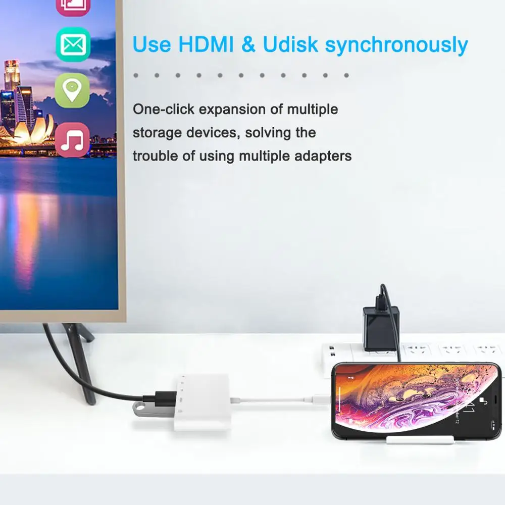 Адаптер Lightning/1080P HDMI для iPhone X XR XS 11Pro Max SE iPad Mini Pro | Мобильные телефоны и аксессуары