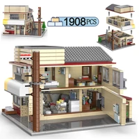 city street view house japanese style tofu store building blocks diy architecture friends bricks toys for children gifts